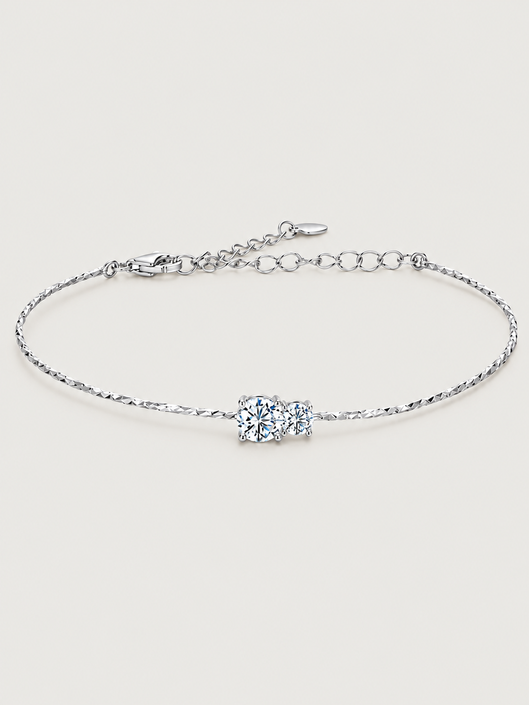 Brățară din argint 925 Moissanite Twin Spark cu două pietre strălucitoare tip diamant