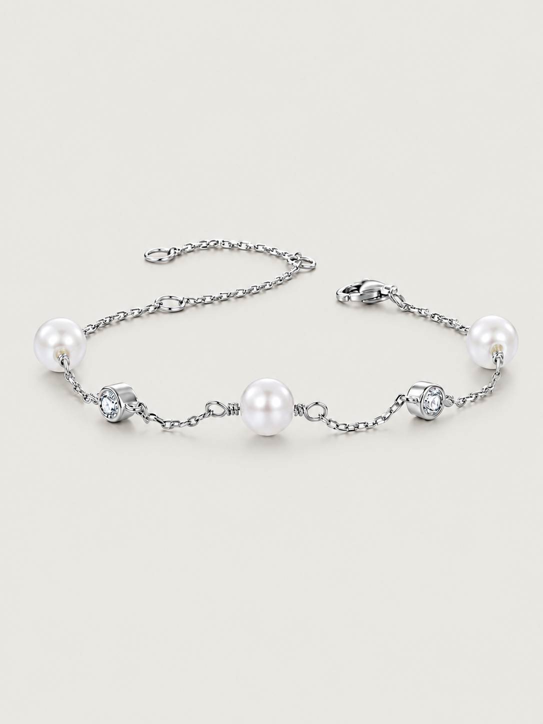 Brățară din argint 925 cu perle naturale și moissanite