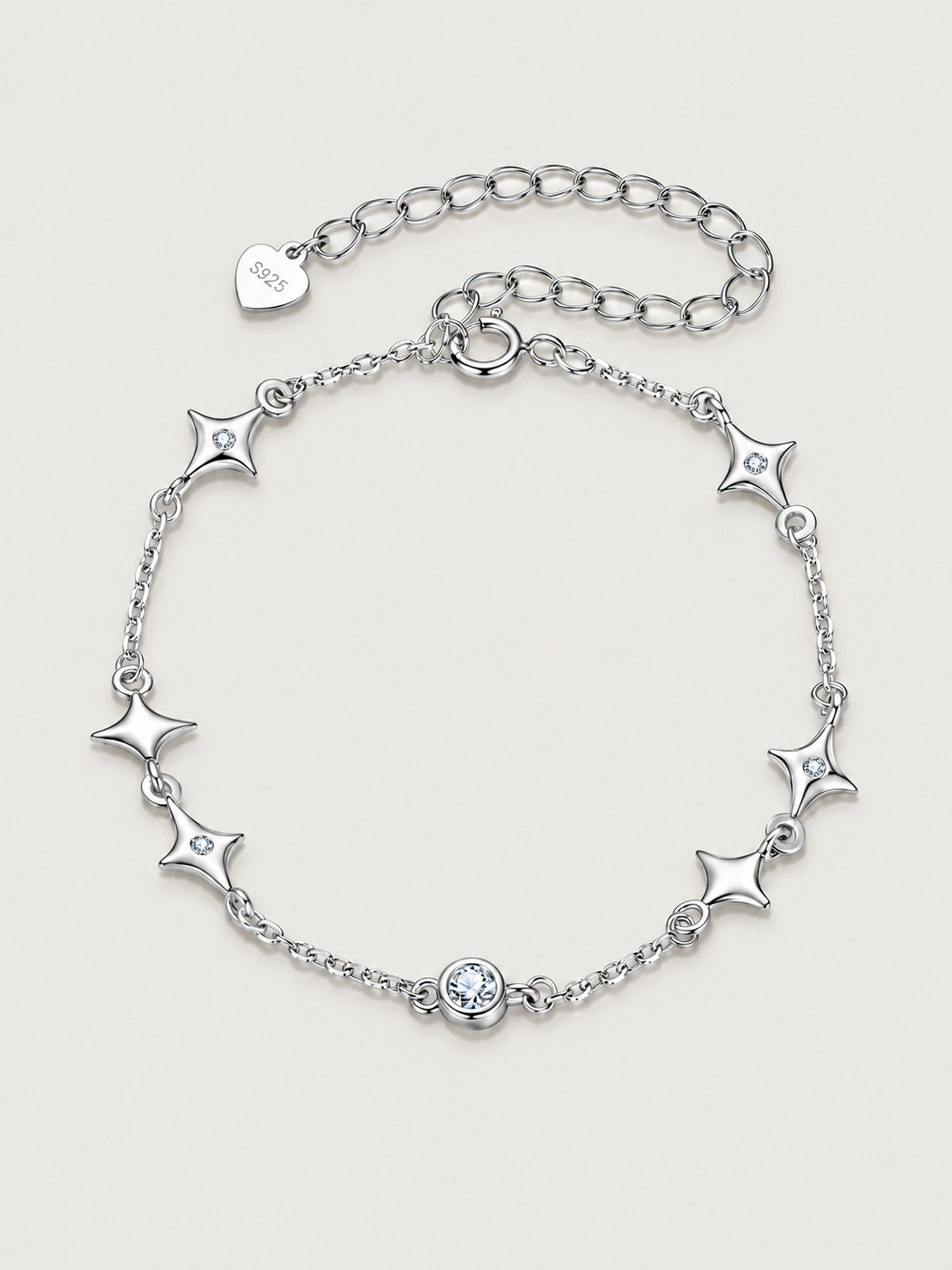 Brățară din argint 925 cu stele și zirconii 5A Stellar Grace