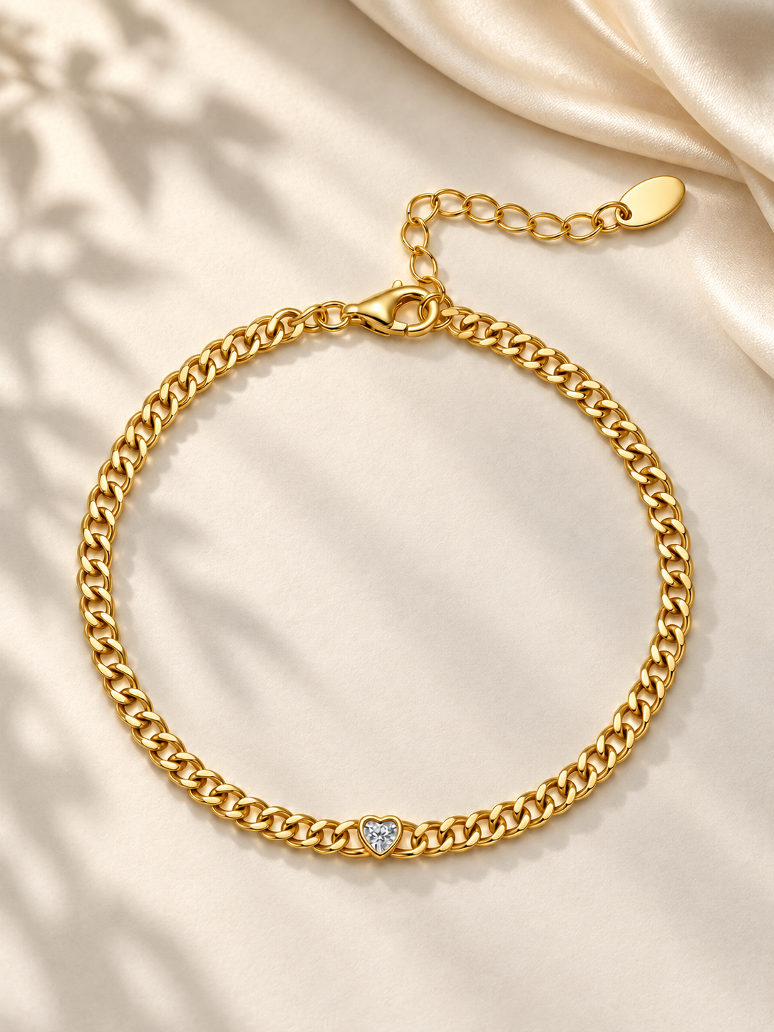 Brățară Gold Heart din argint 925 cu moissanite