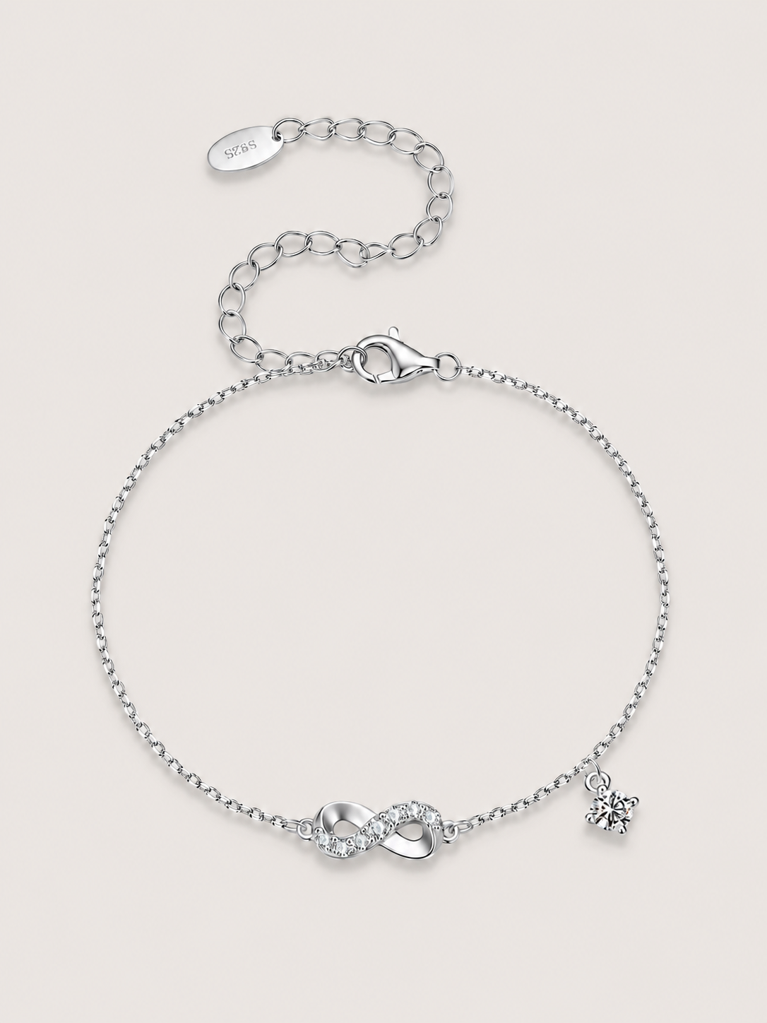 Brățară din argint 925 Infinity Spark cu simbolul infinitului și moissanite