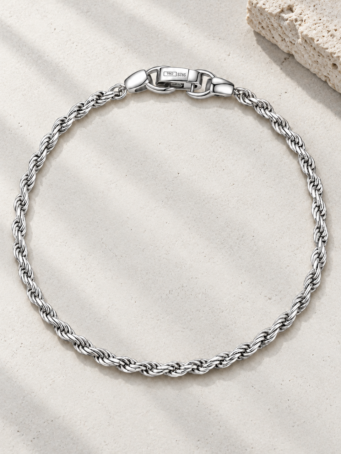 Brățară Masculină din Argint 925 cu Design Împletit Rope Chain