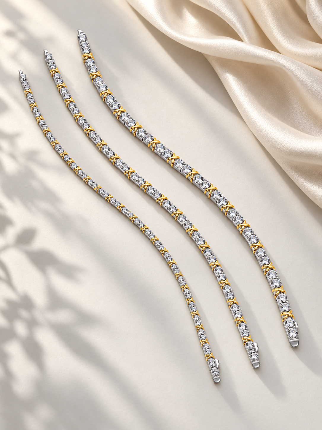 Brățară Moissanite Gold Silver cu Design X