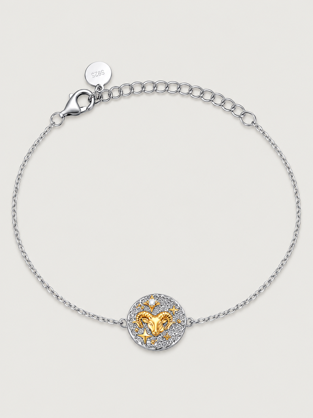 Brățară Zodiac Berbec din argint 925 cu moissanite