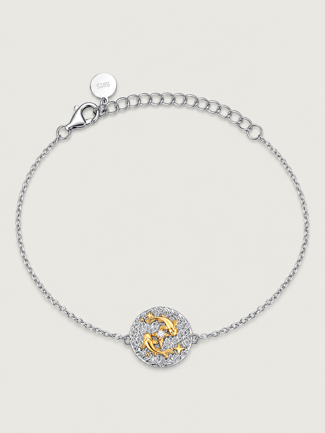 Brățară Zodiac Pești din argint 925 cu moissanite