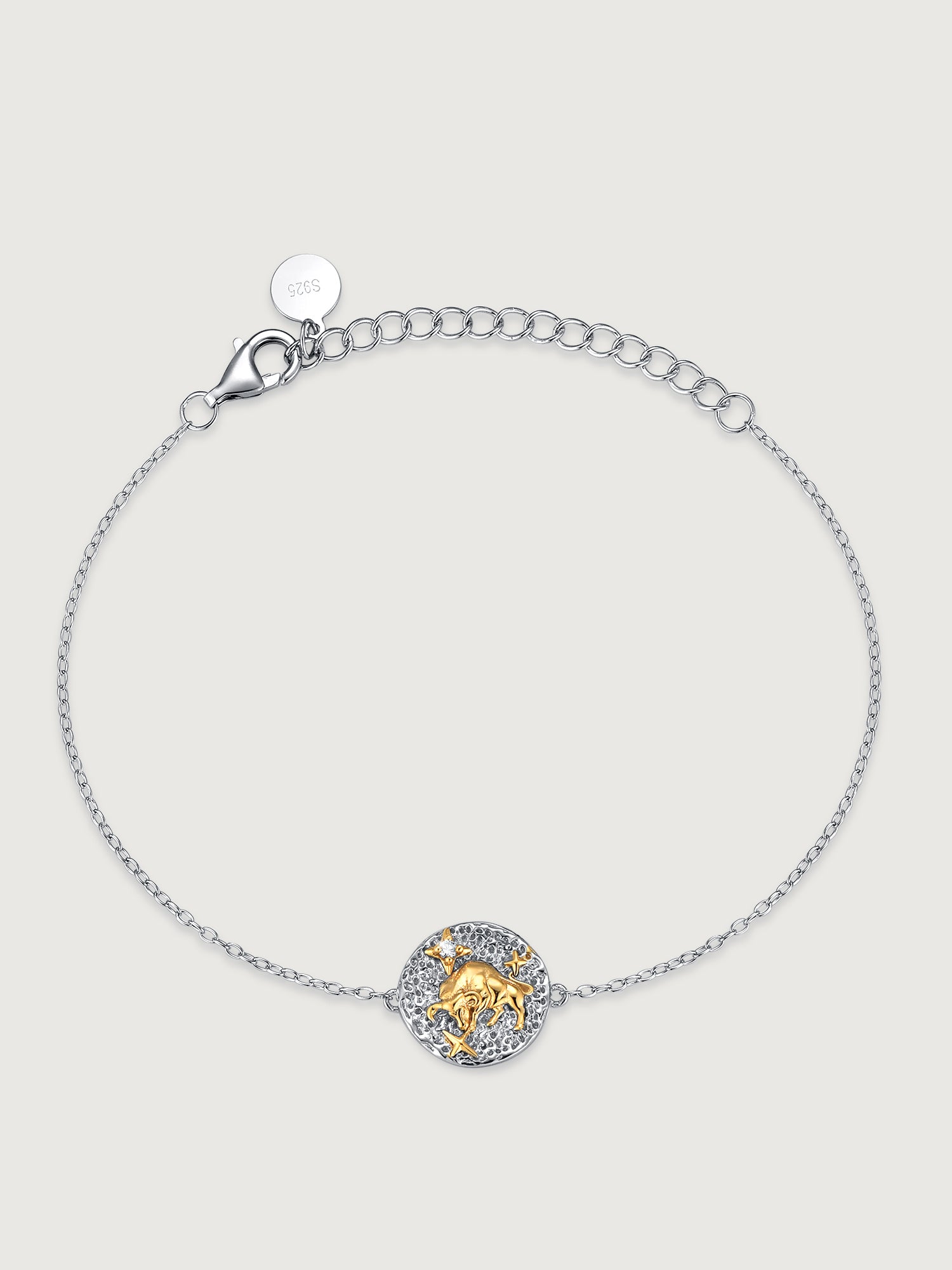 Brățară Zodiac Taur din argint 925 cu moissanite