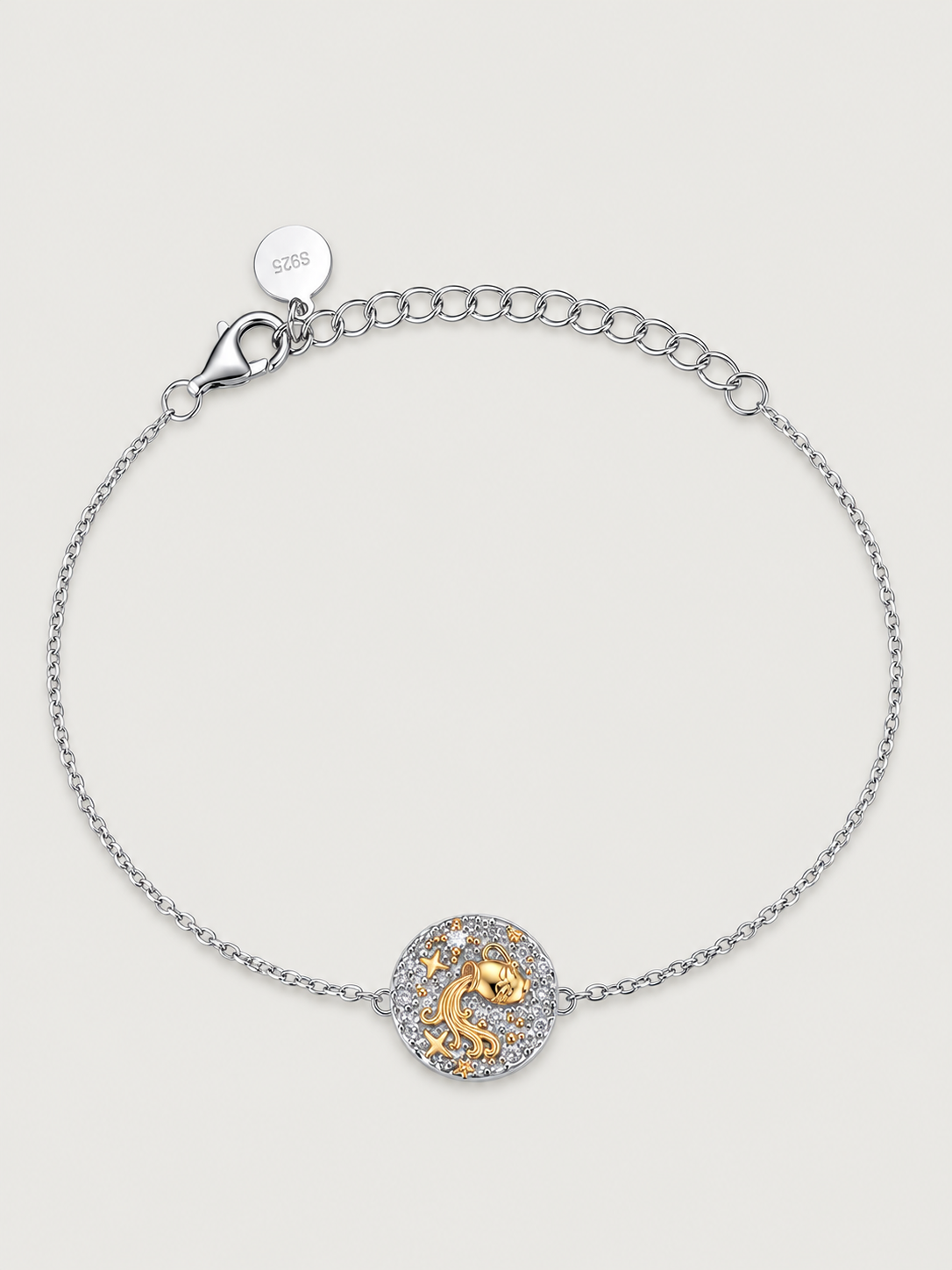 Brățară Zodiac Vărsător din argint 925 cu moissanite