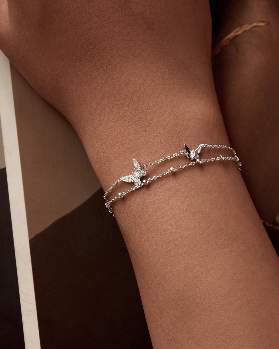 Bratara din argint Double Layer Buuterfly