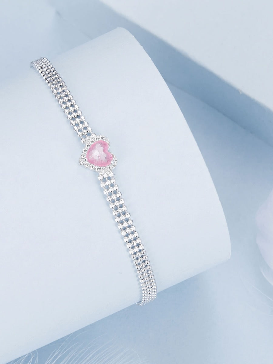 Bratara din argint Pink Heart