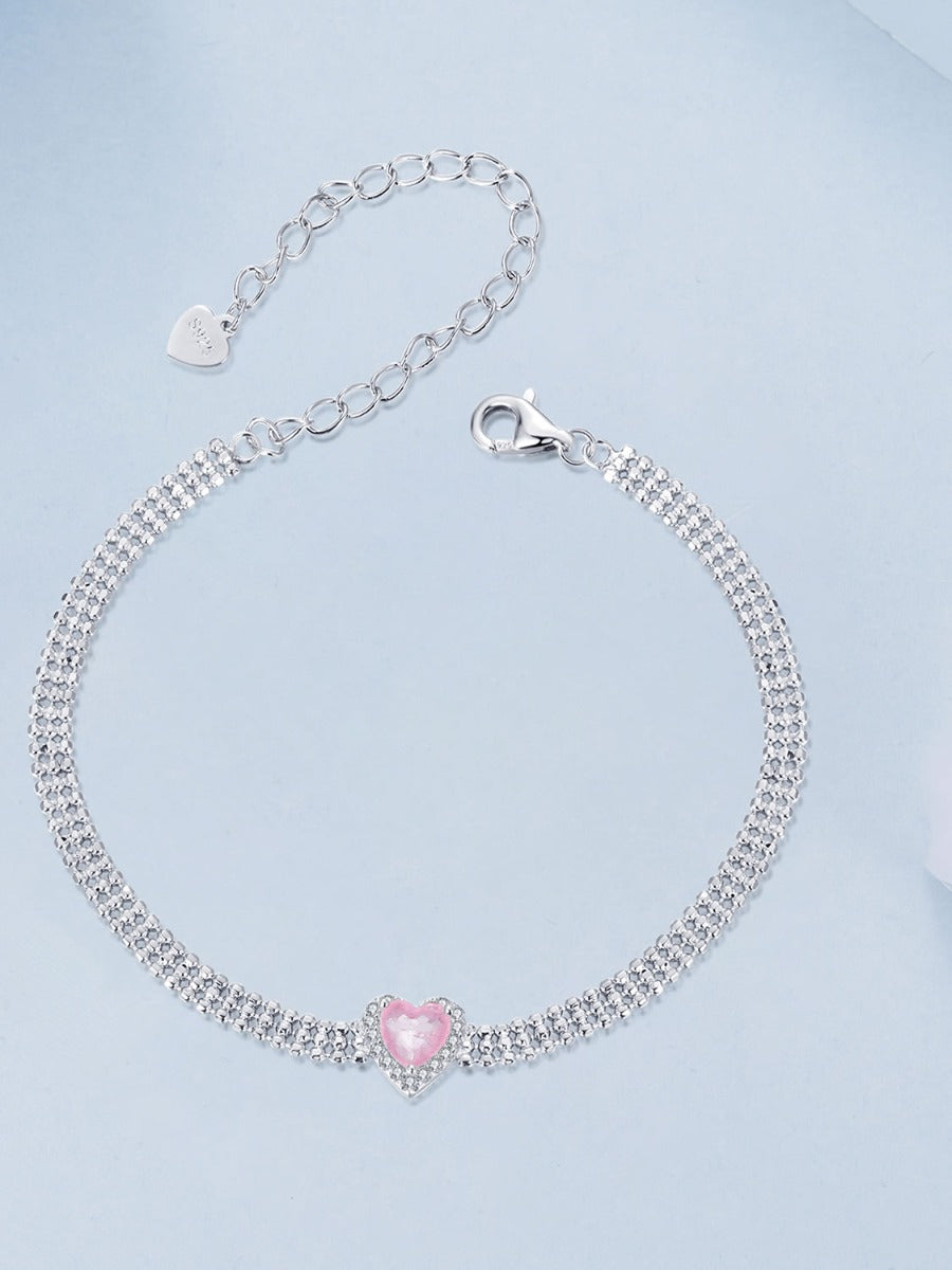 Bratara din argint Pink Heart