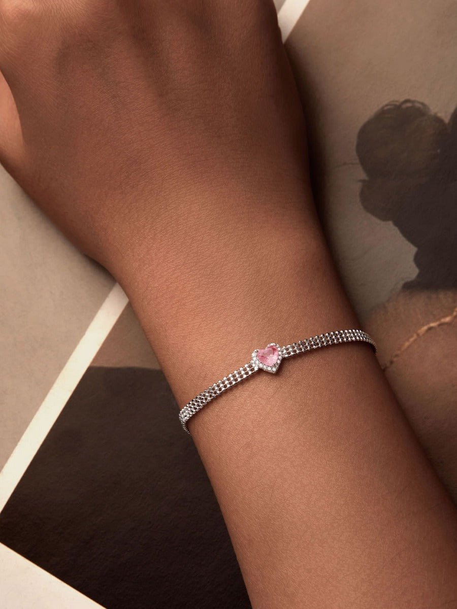 Bratara din argint Pink Heart