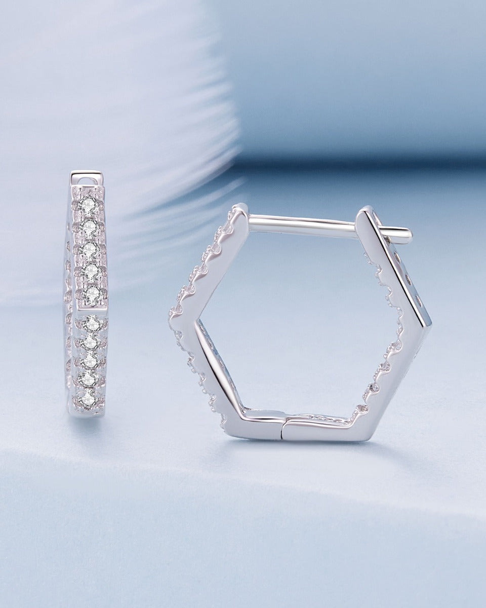 Cercei din Argint Hexagonal Elegance