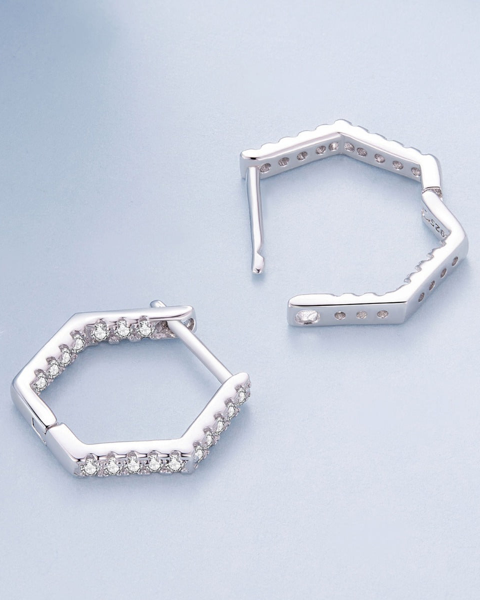 Cercei din Argint Hexagonal Elegance