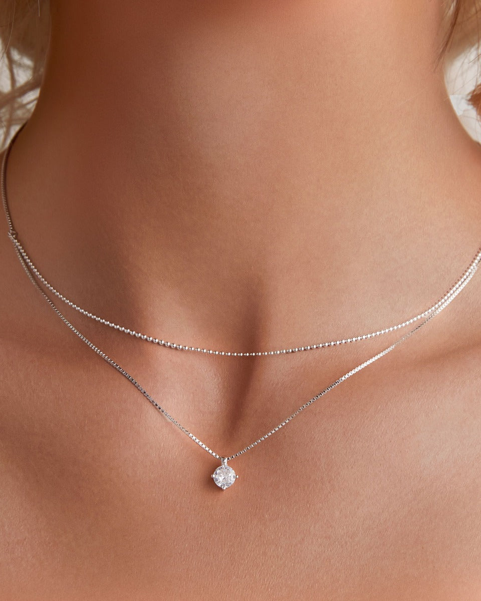 Pandantiv cu Lantisor din Argint Shining Double Layer