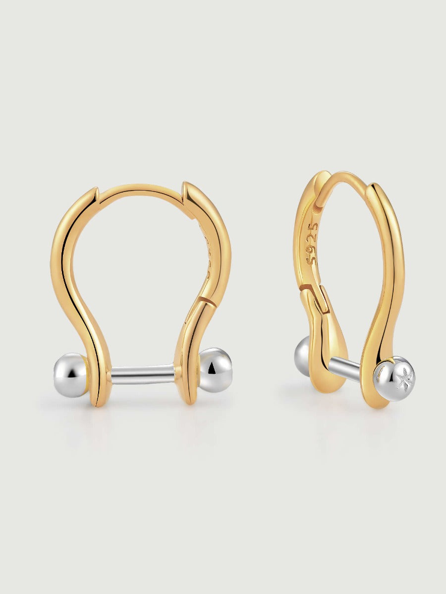 Cercei din argint 925 Aurora Sculpt design bicolor artistic