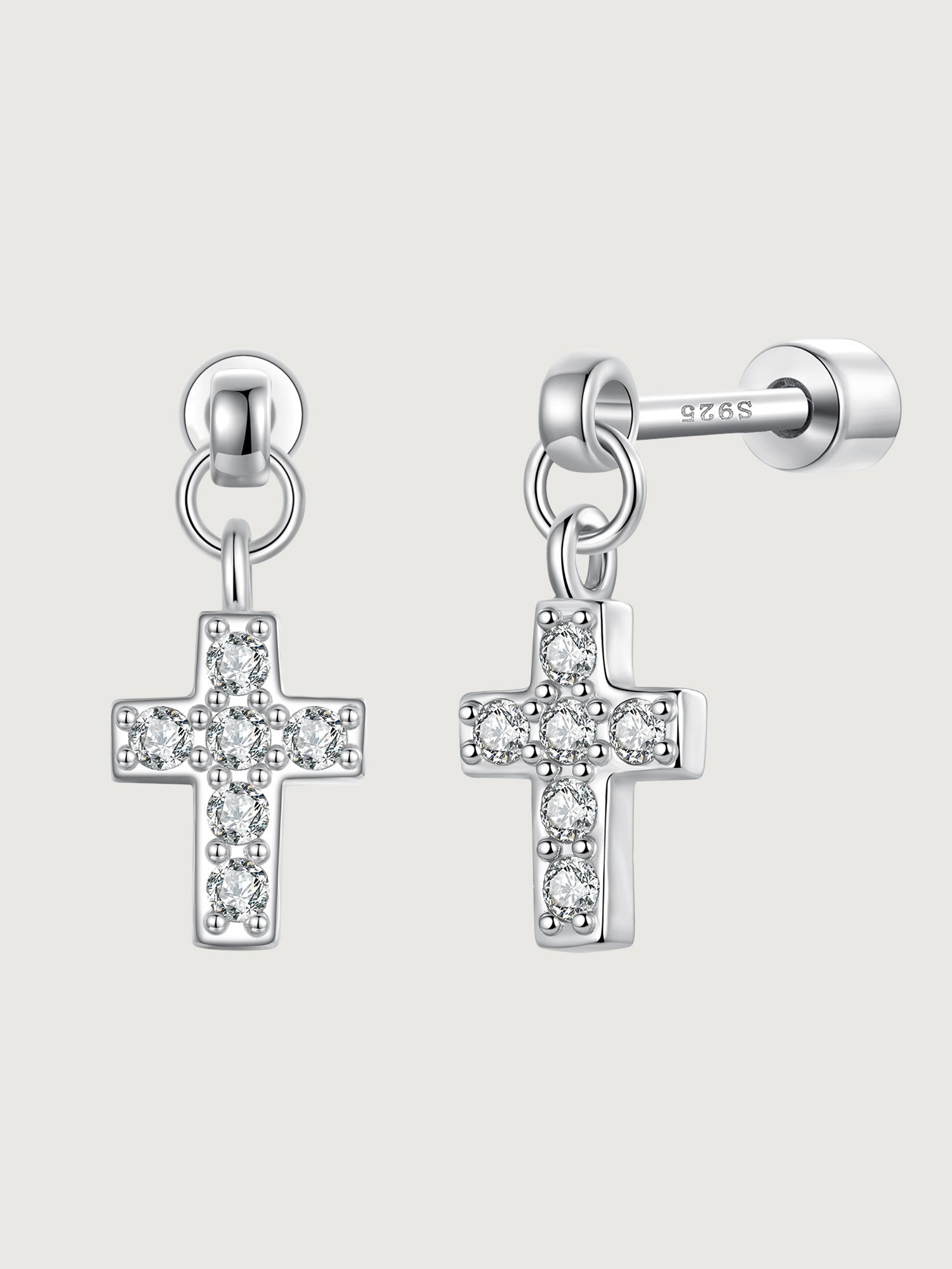 Cercei din argint 925 Cross Sparkle cu pandantiv cruce si zirconii