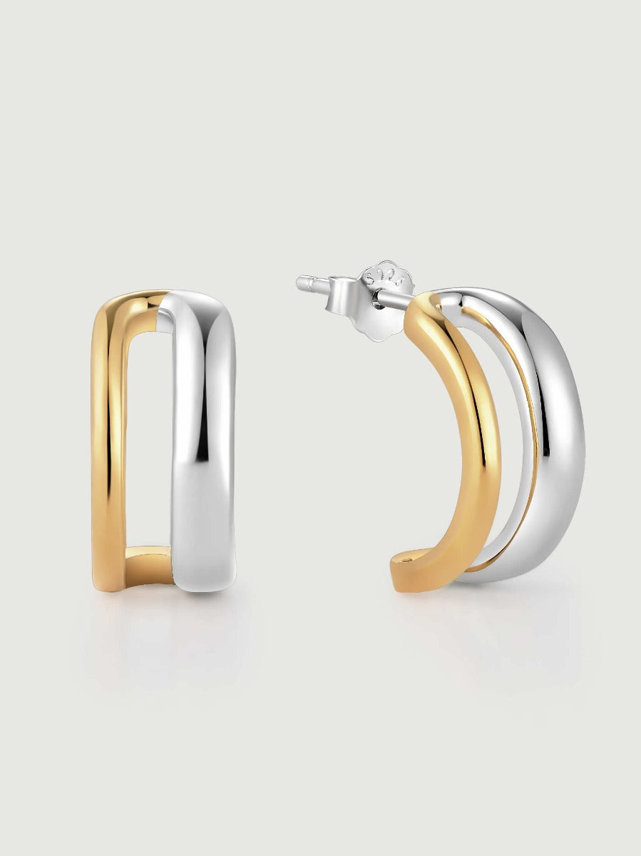 Cercei din argint 925 Fusion Flow bicolori