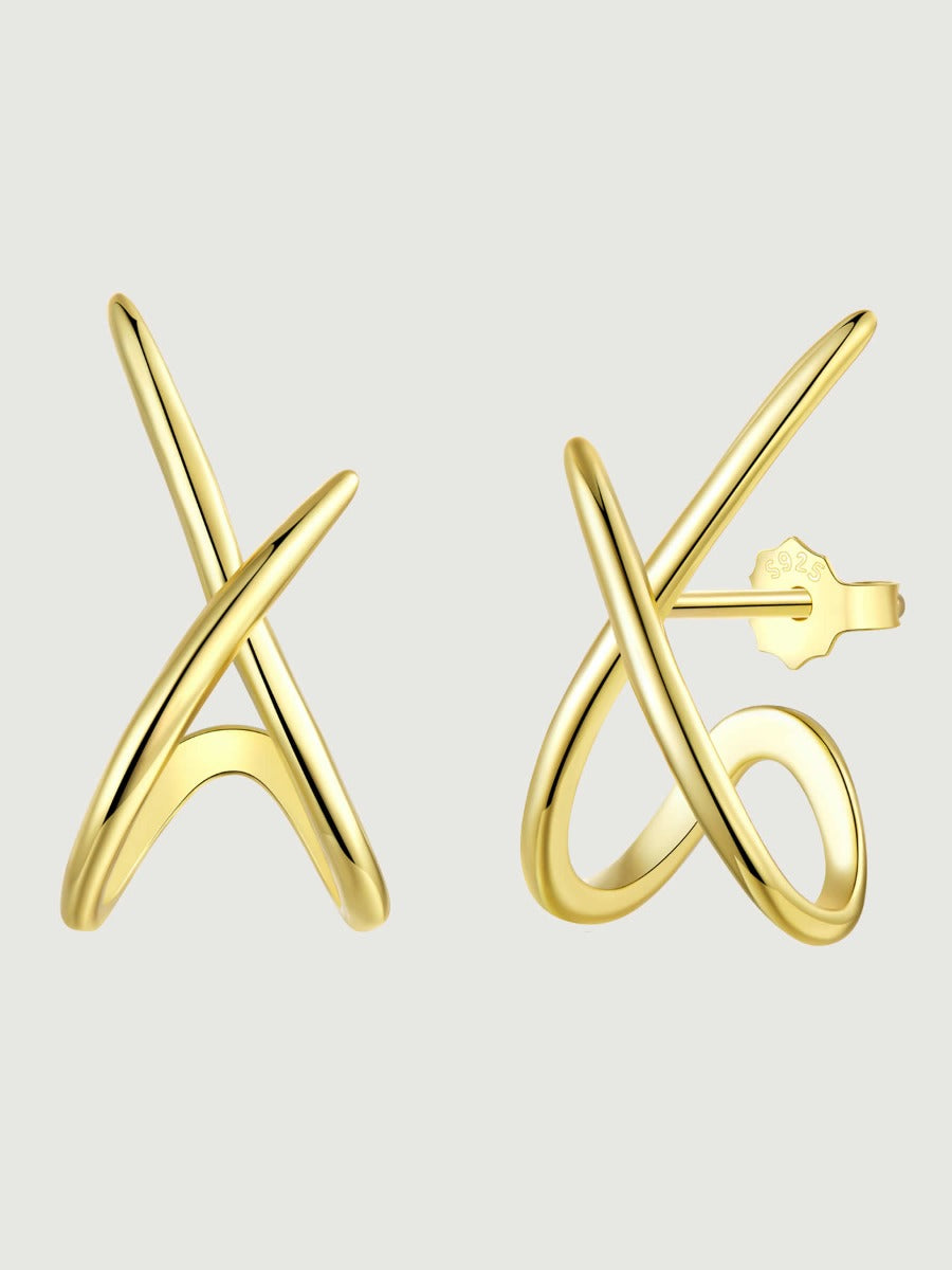 Cercei din argint 925 aurii Infinite Grace design sculptural