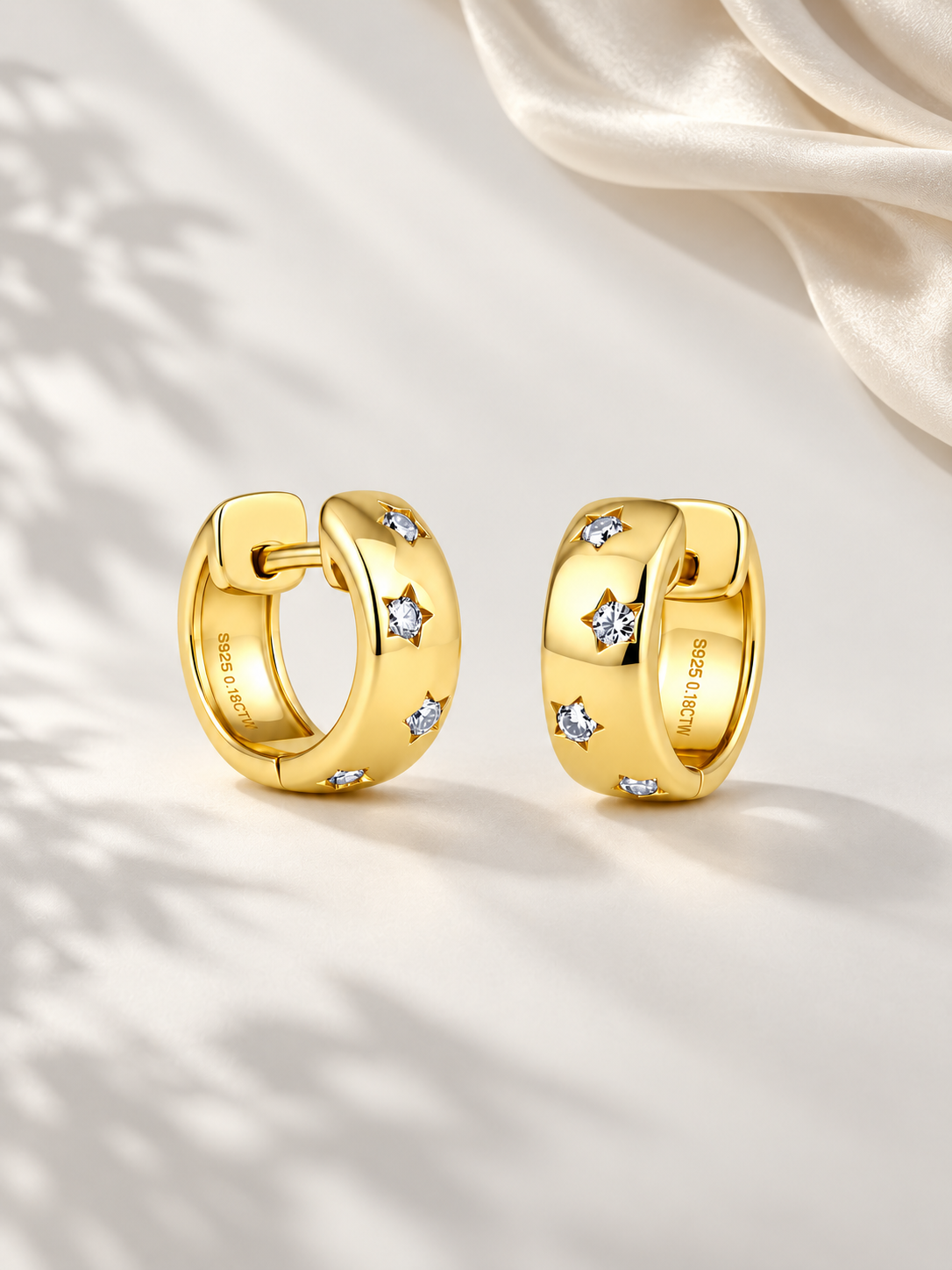 Cercei din Argint 925 Gold cu Moissanite 0,18 CTW