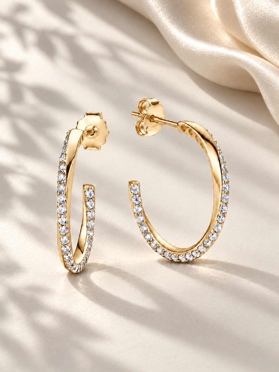 Cercei din Argint 925 Gold cu Moissanite Hoops