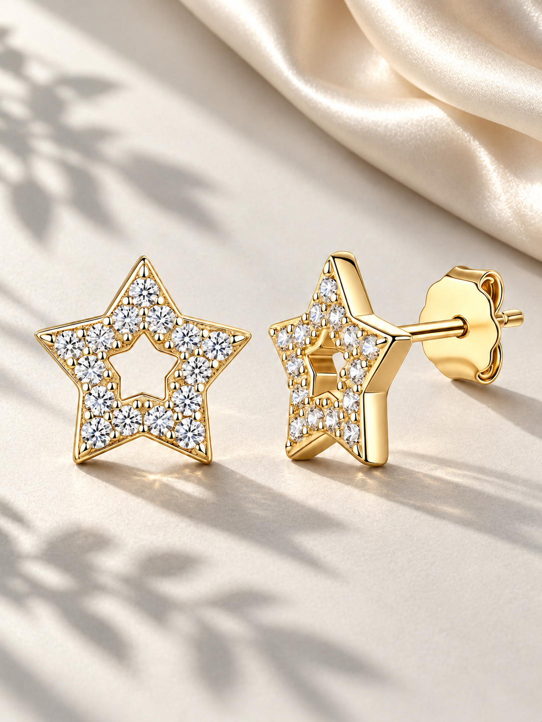 Cercei din Argint 925 Gold cu Stea și Moissanite