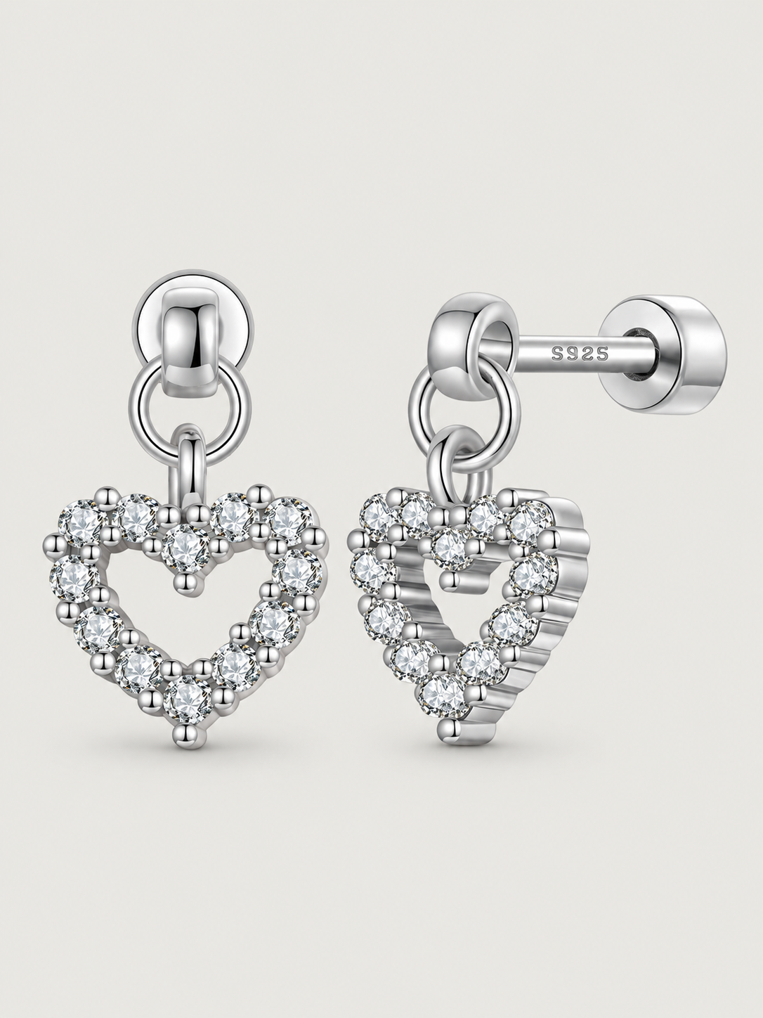 Cercei din argint 925 Heart Sparkle cu inimă și zirconii strălucitoare