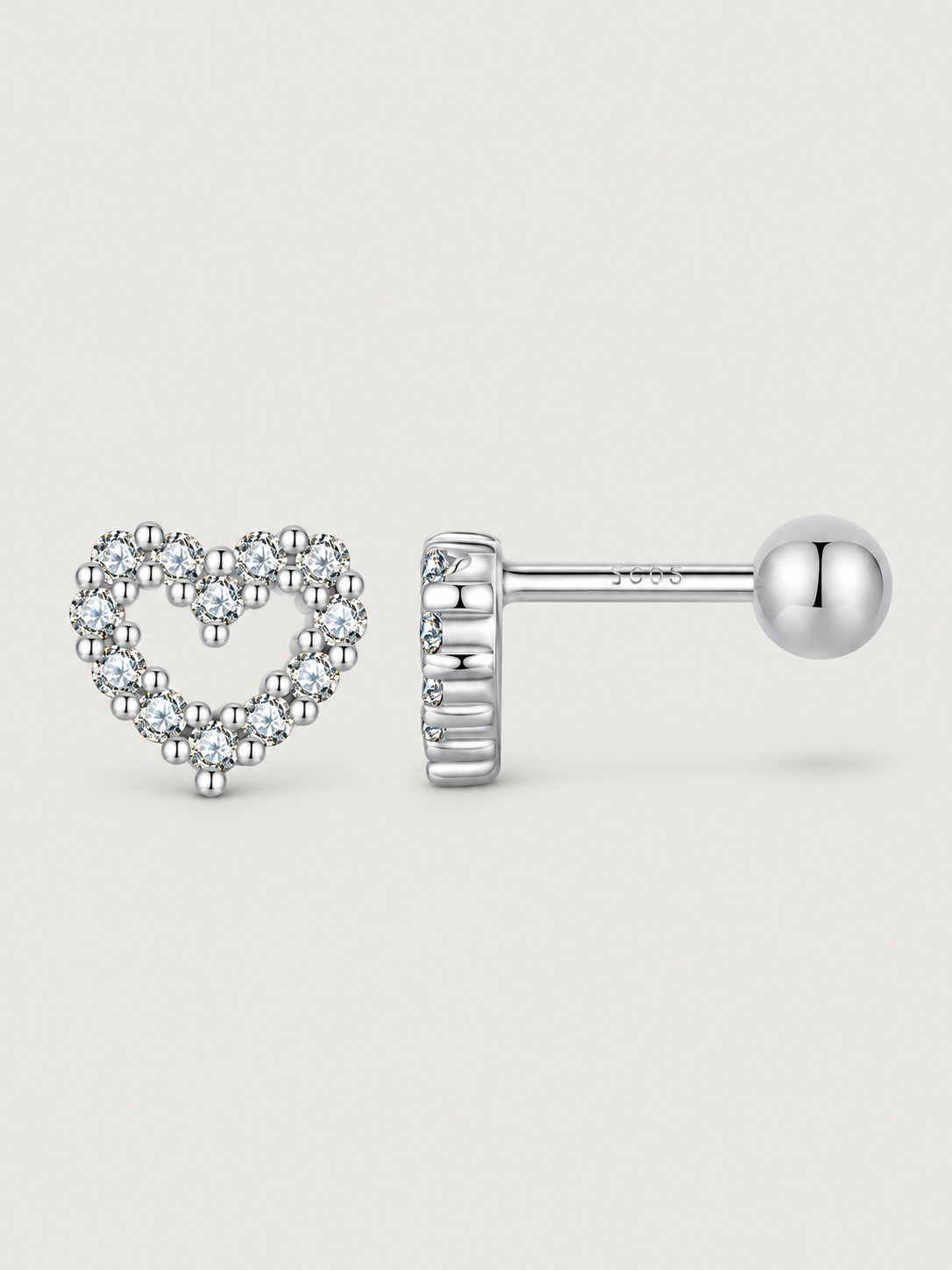Cercei din argint 925 în formă de inimă cu zirconiu cubic Sparkling Heartbeat