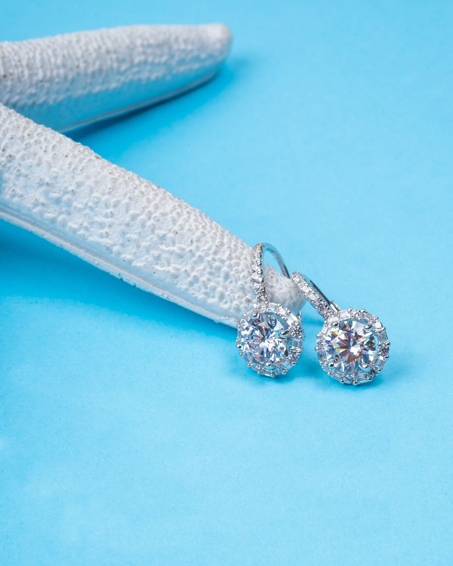 Cercei din argint 925 cu închidere leverback și zirconiu