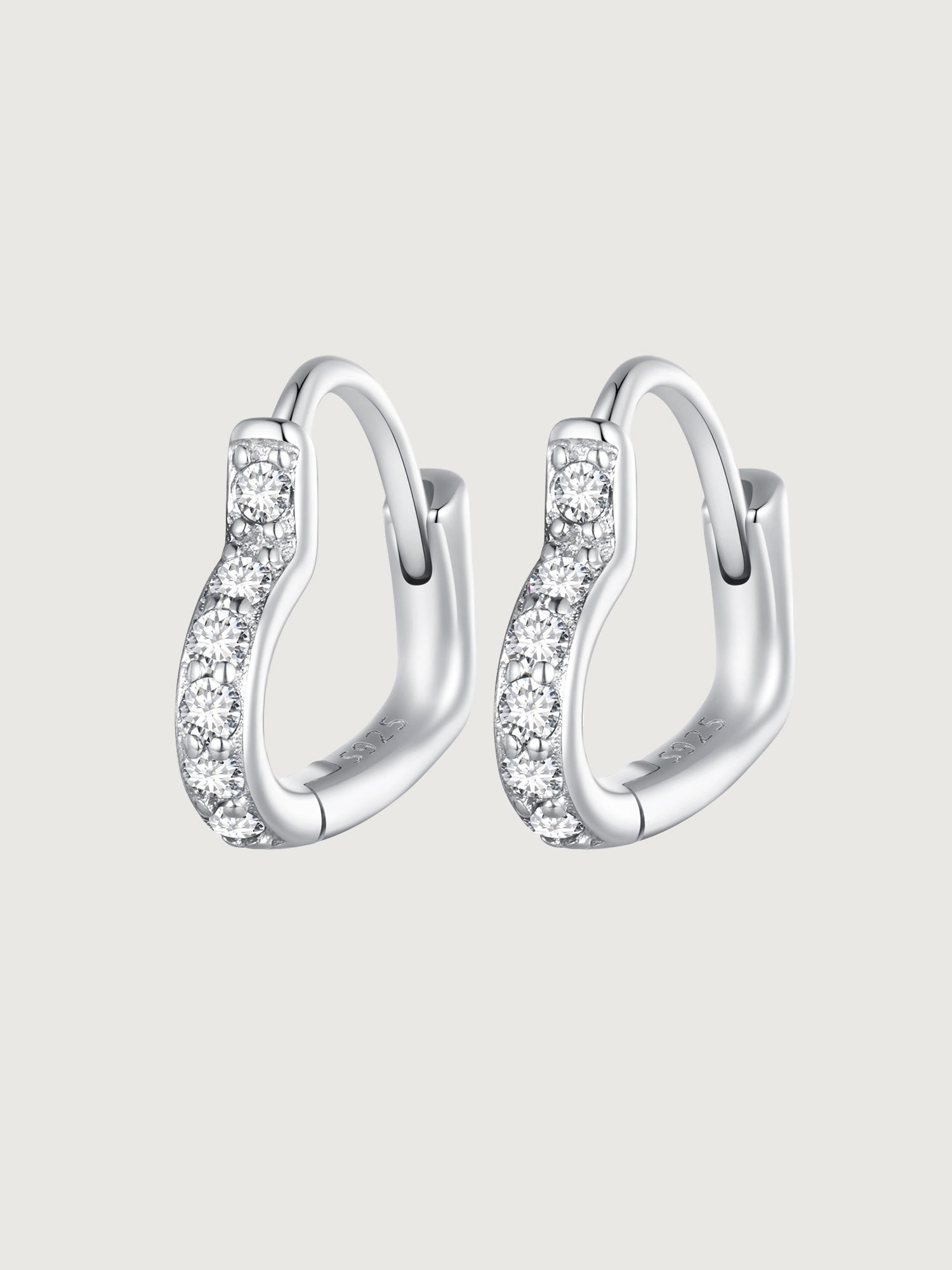 Cercei din argint 925 Luminous Curve tip huggie cu zirconii