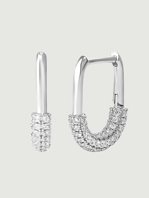 Cercei din argint 925 Midnight Gleam hoop cu zirconii pavé