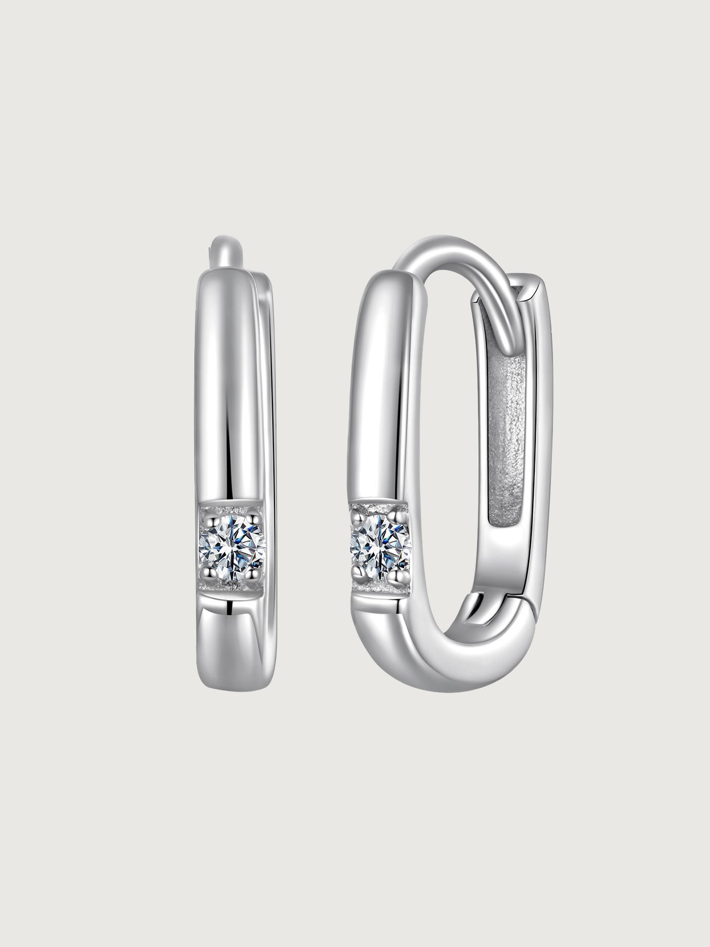 Cercei din argint 925 Moissanite Pure Loop tip huggie minimalist