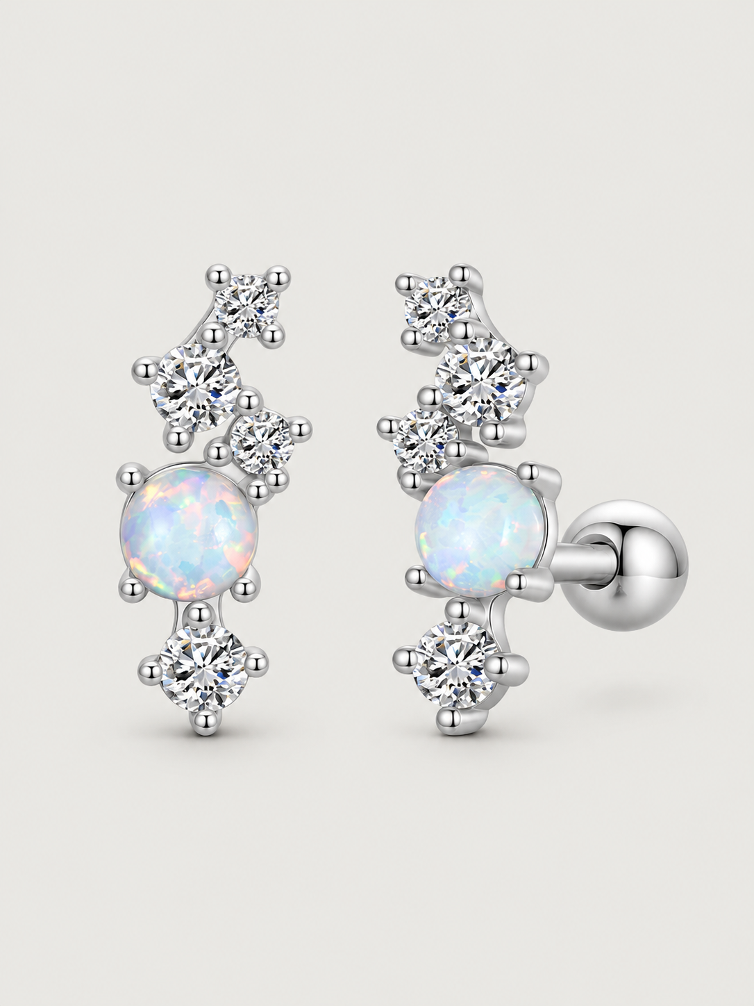 Cercei din argint 925 Opal Aurora cu design constelatie si opal