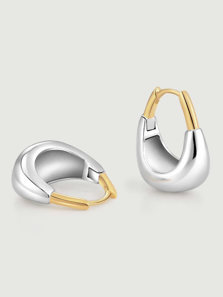 Cercei din argint 925 Sculpted Contrast design bicolor modern