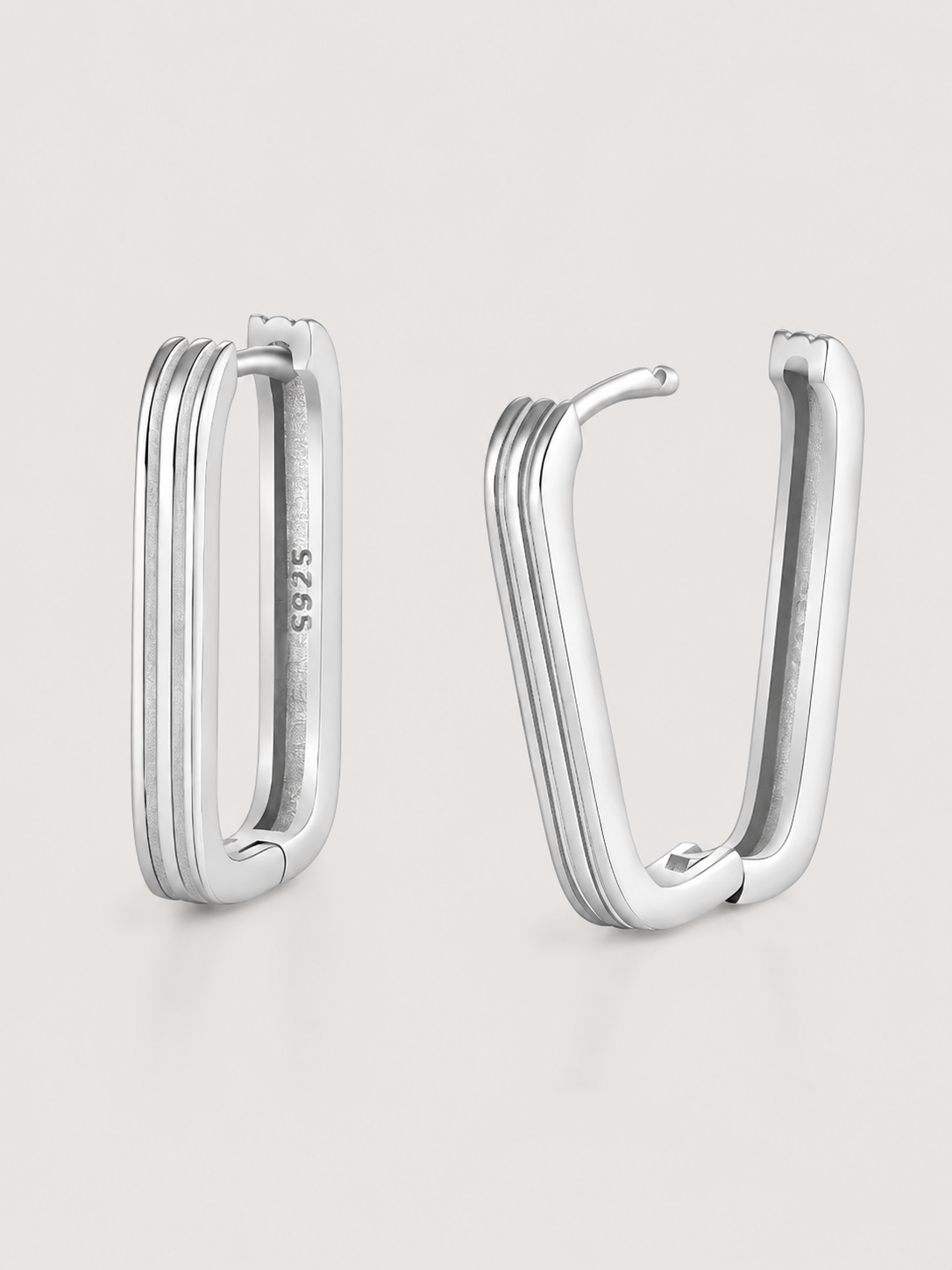 Cercei din argint 925 sculpted edge hoops geometrici