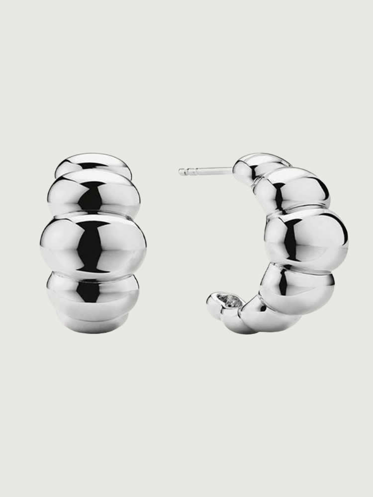 Cercei din argint 925 Silver Bold Bloom hoop volumetric
