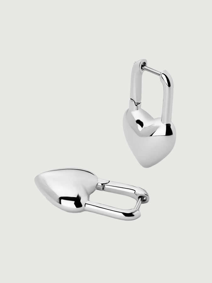 Cercei din argint 925 Silver Modern Love Hoops in forma de inima