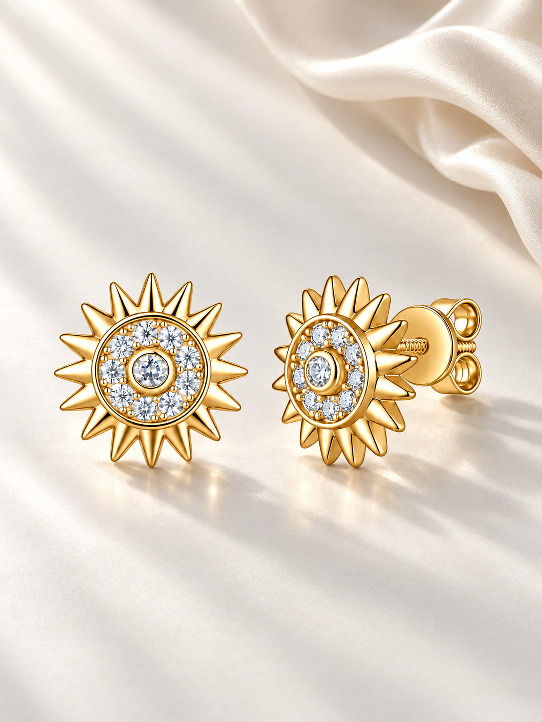 Cercei din Argint 925 Soare cu Moissanite