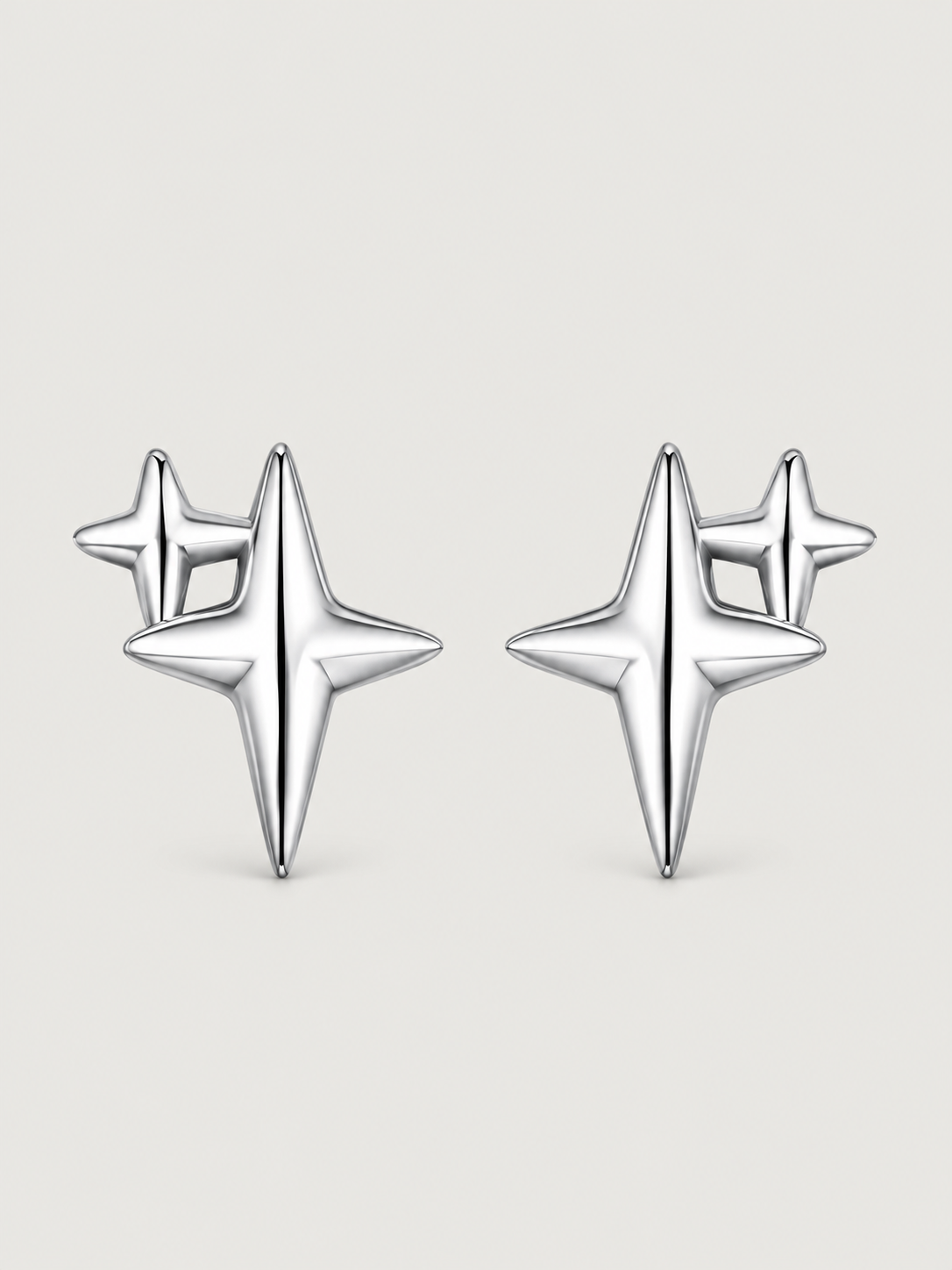 Cercei din argint 925 Stellar Duo cu stele geometrice minimaliste