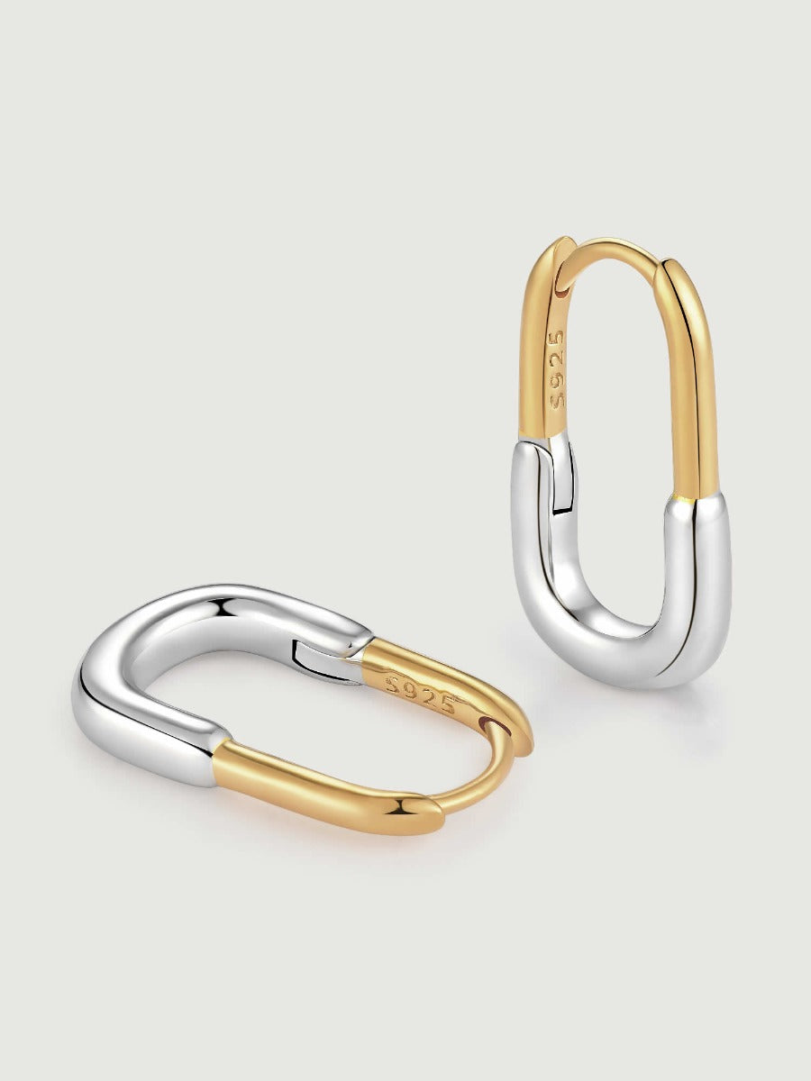 Cercei din argint 925 Urban Curve bicolor aur si argint