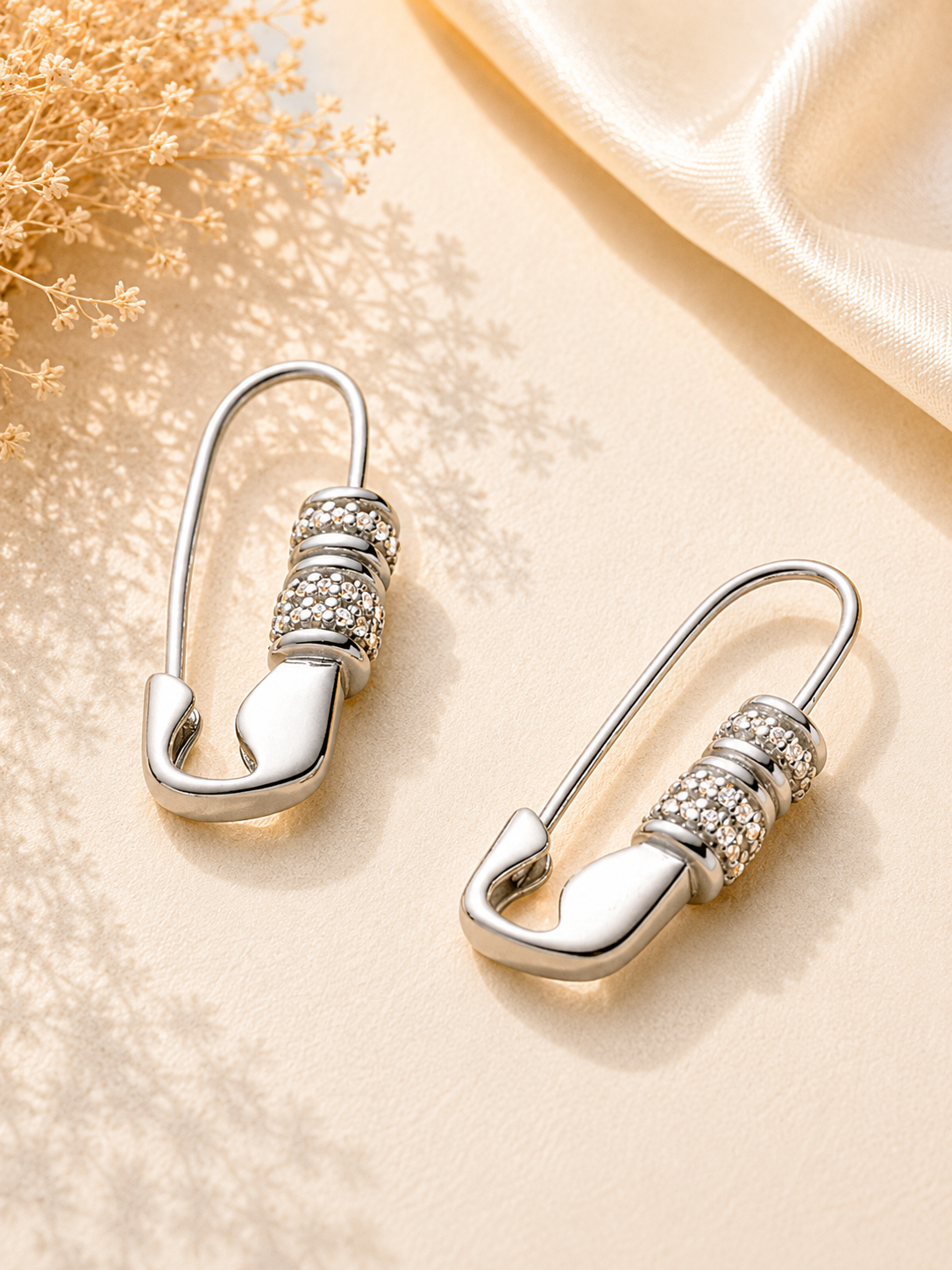 Cercei din argint placați cu aur alb 18K Freedom Silver