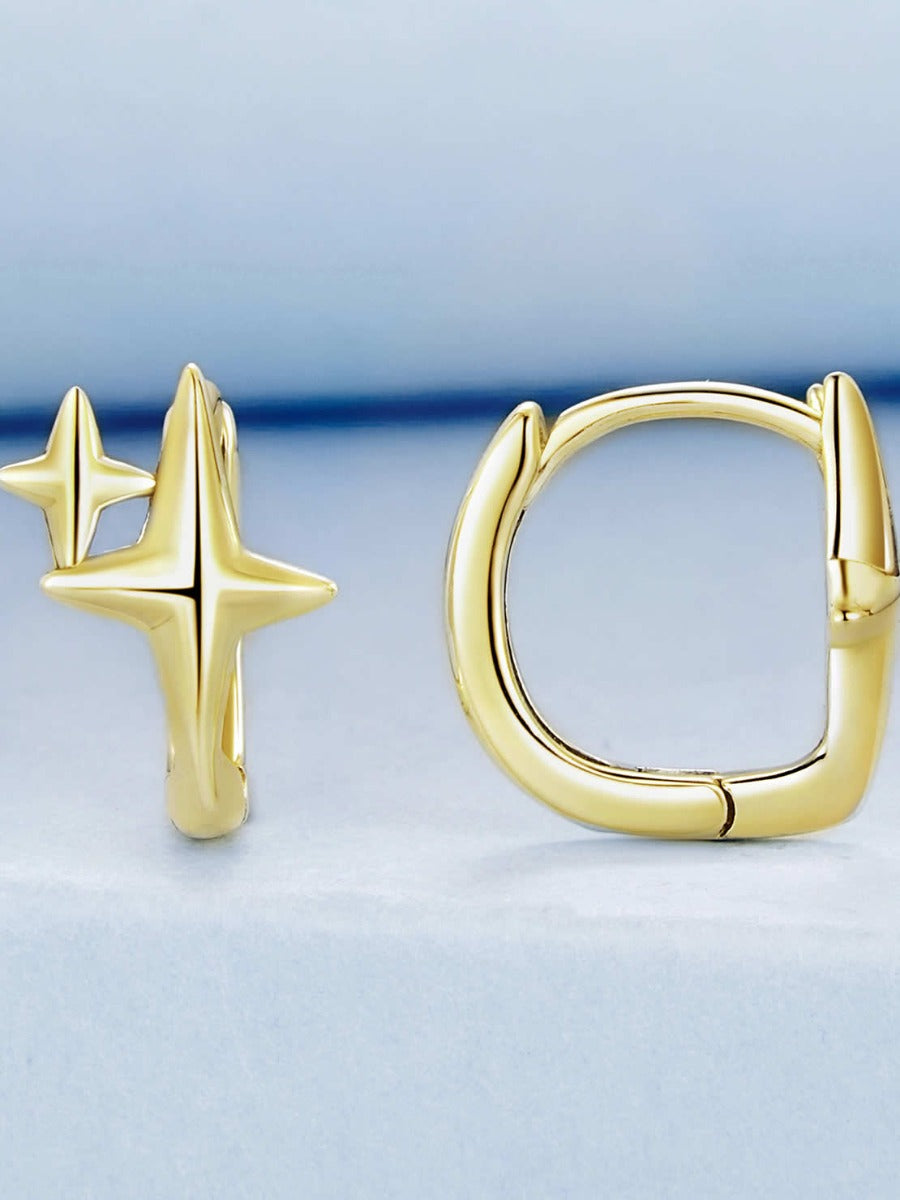 Profil lateral cercei aurii din argint 925 formă stea