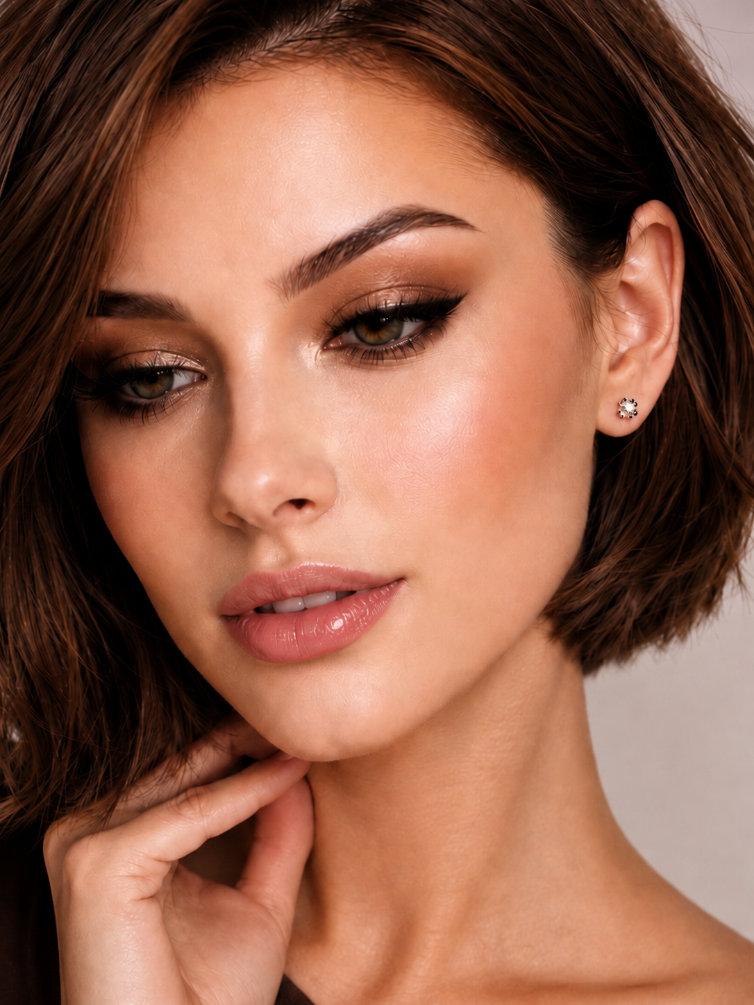 Cercei eleganti din argint cu design floral si moissanite