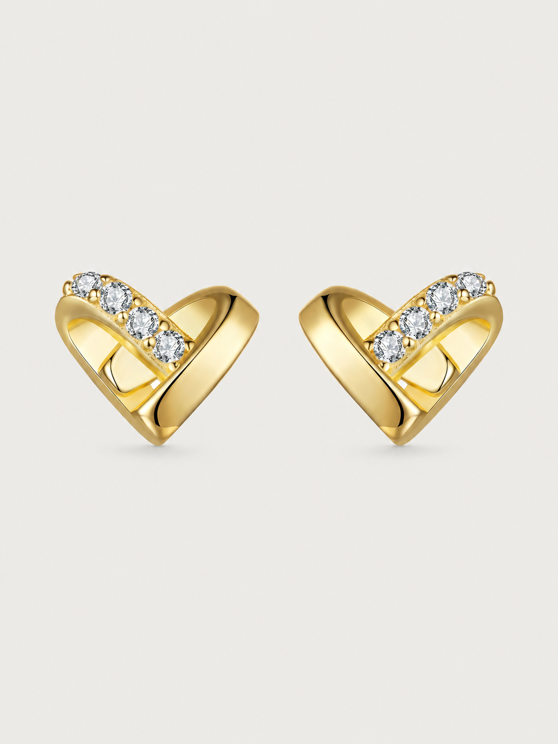 Cercei din Argint Golden Heart Spark cu zirconii