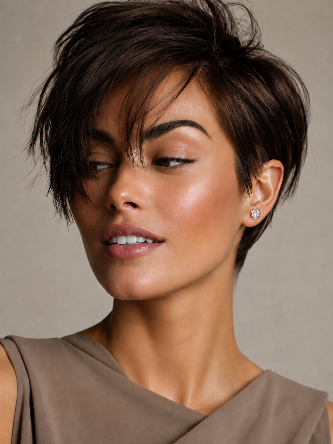 Cercei eleganti din argint tip halo cu zirconii stralucitoare pe model