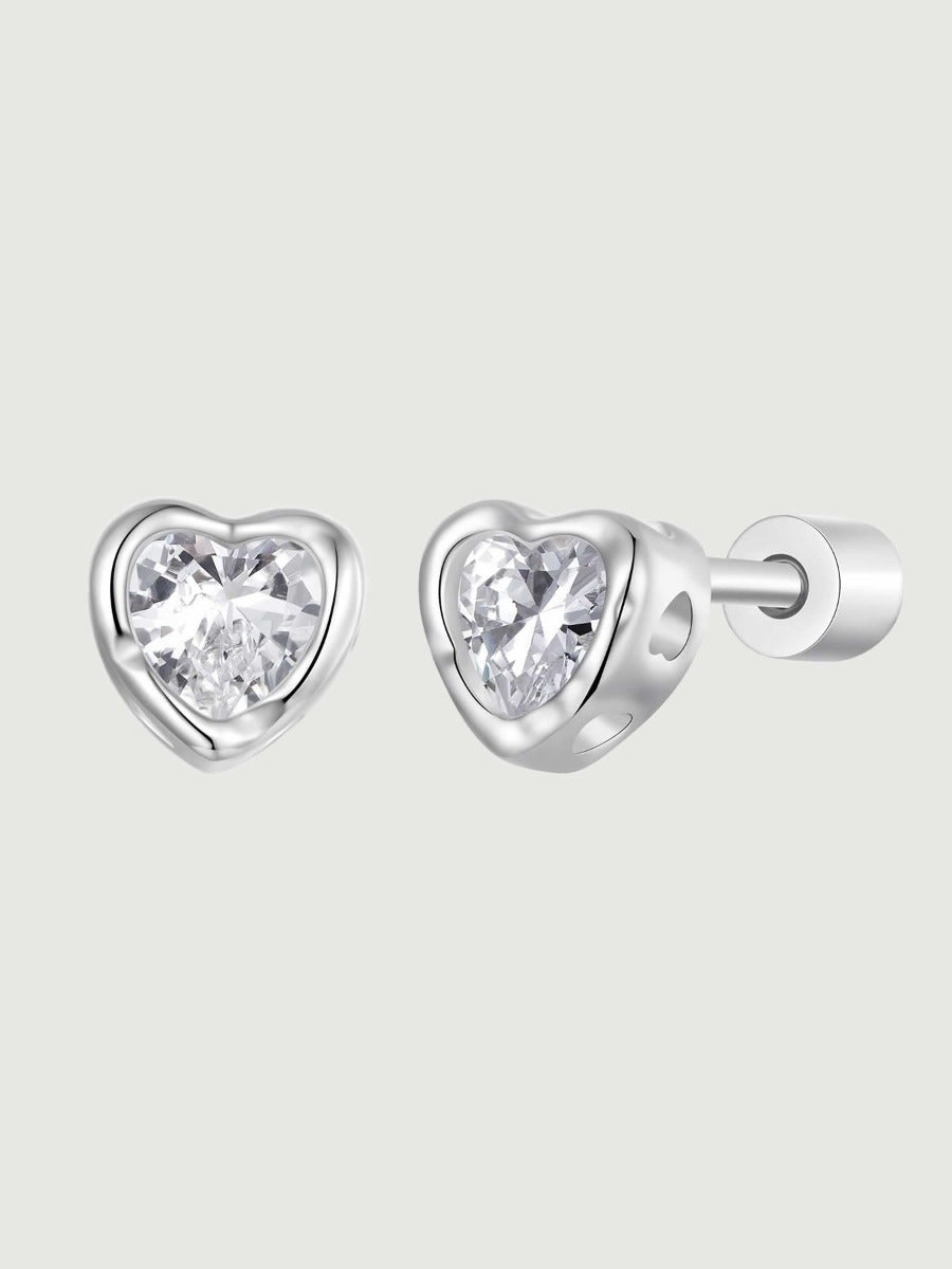 Cercei din argint Lumière Heart cu zirconii 5A