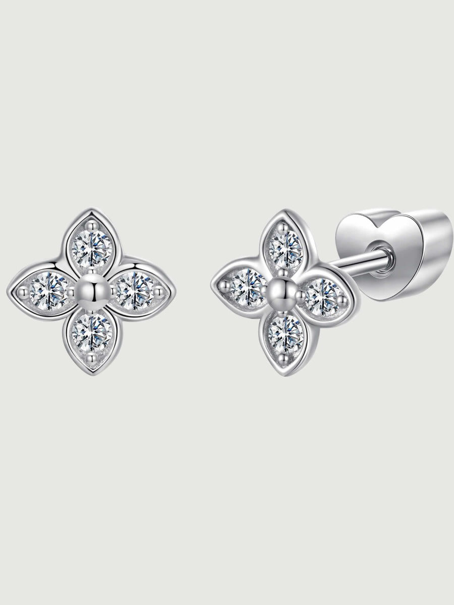 Cercei din argint Moissanite Bloom cu certificat GRA