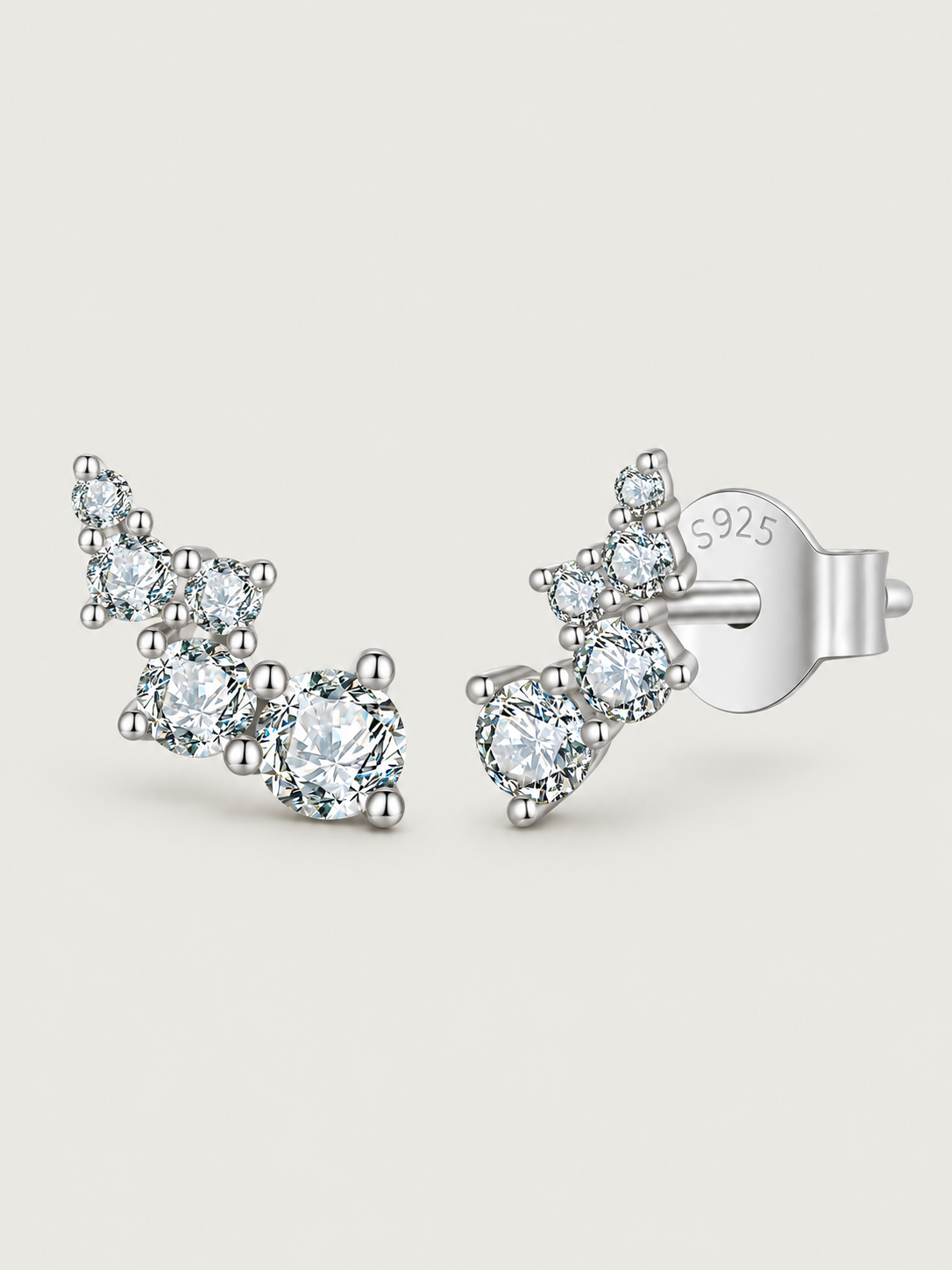Cercei din argint Moissanite Celestial Climber cu certificat GRA