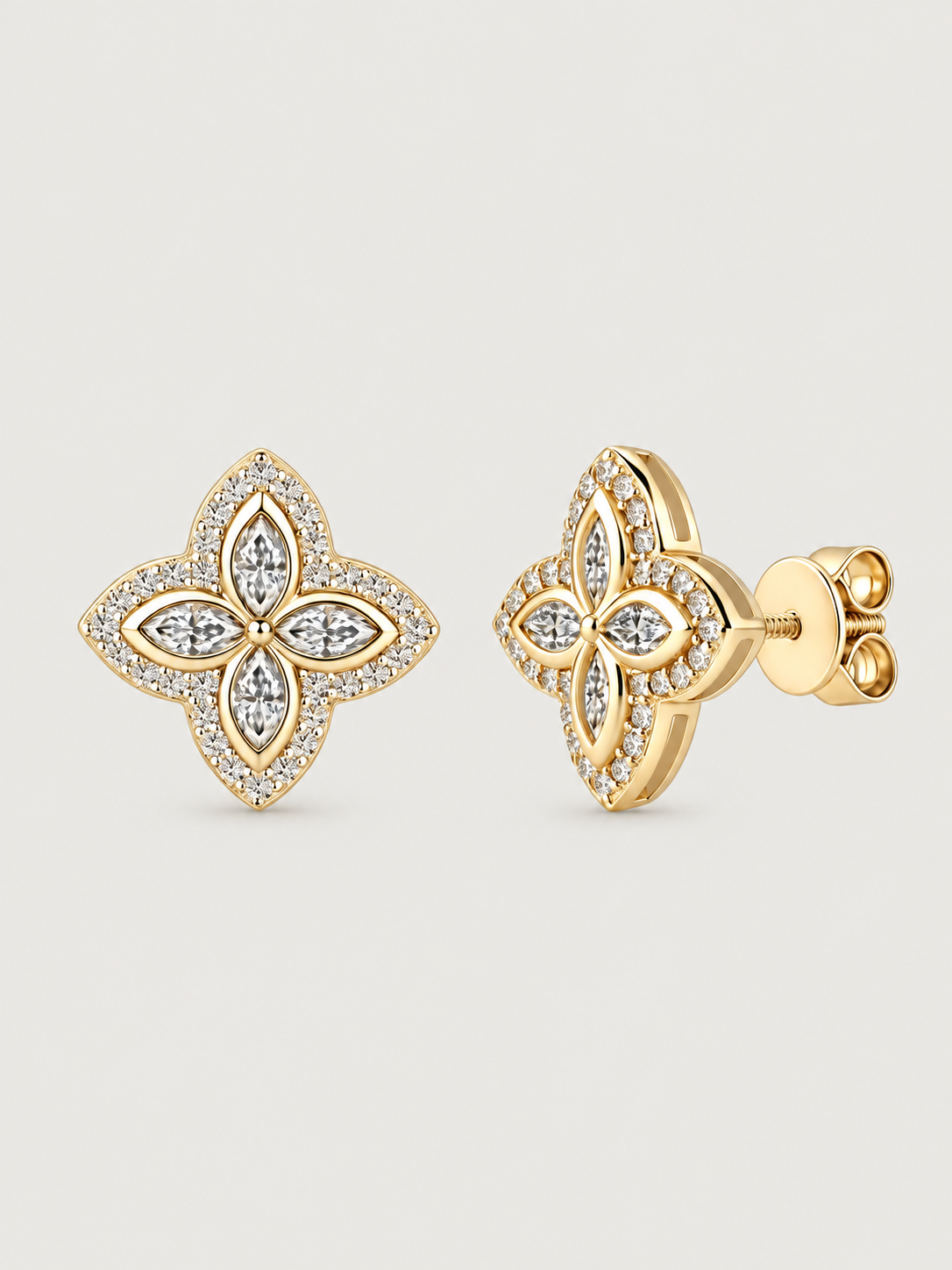 Cercei din Argint Moissanite Gold Celestial Bloom