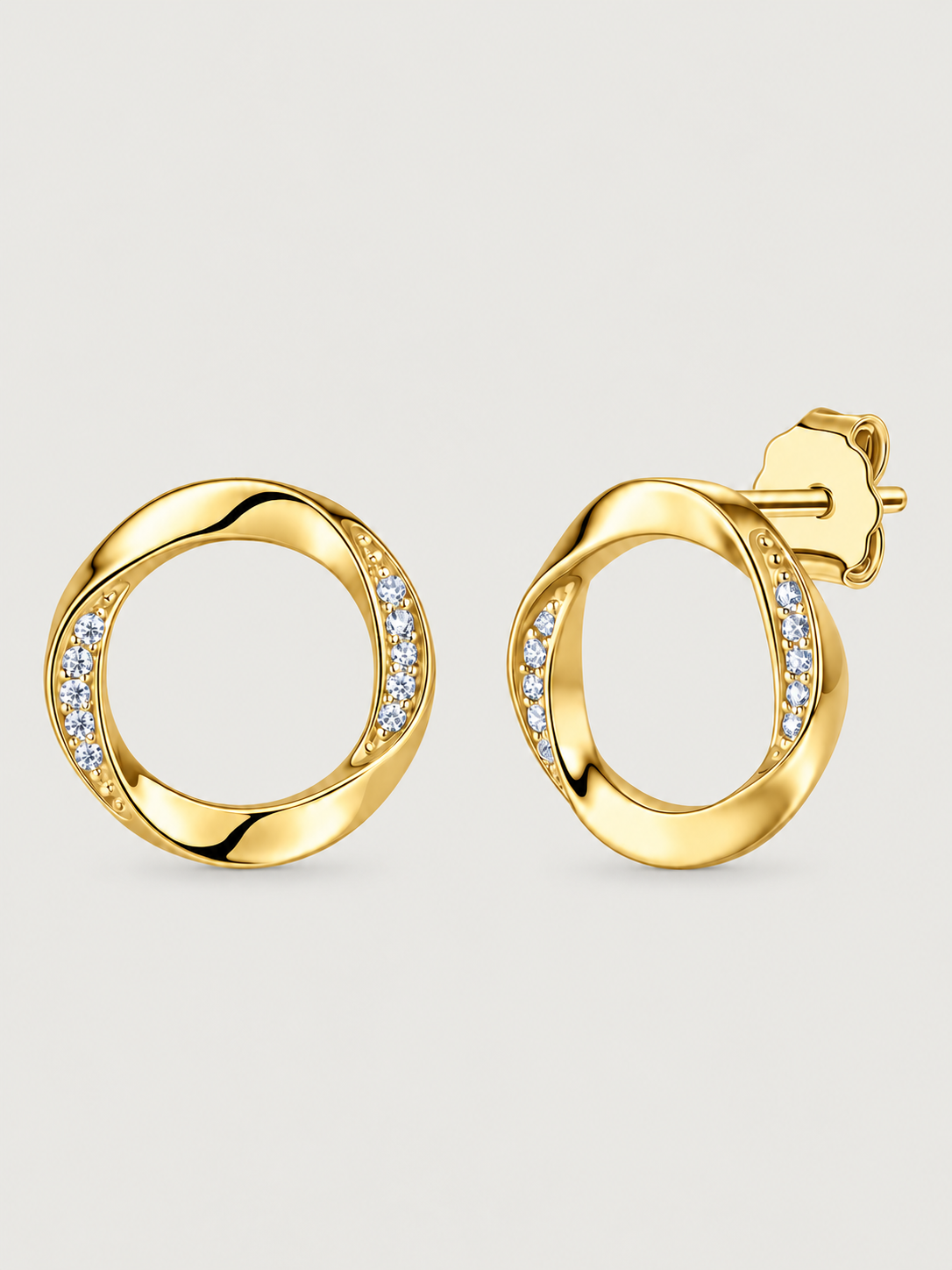 Cercei din Argint Moissanite Gold Eternal Orbit
