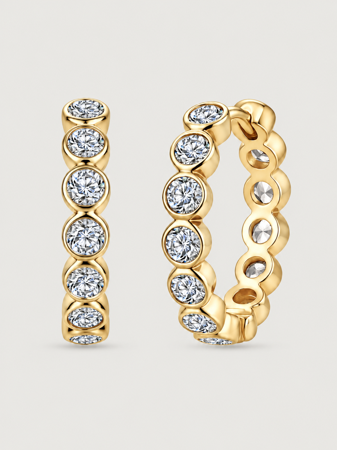 Cercei din Argint Moissanite Gold Infinity Line